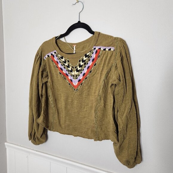 FREE PEOPLE Hand Me Down Crop Moss Green - Picture 3 of 7